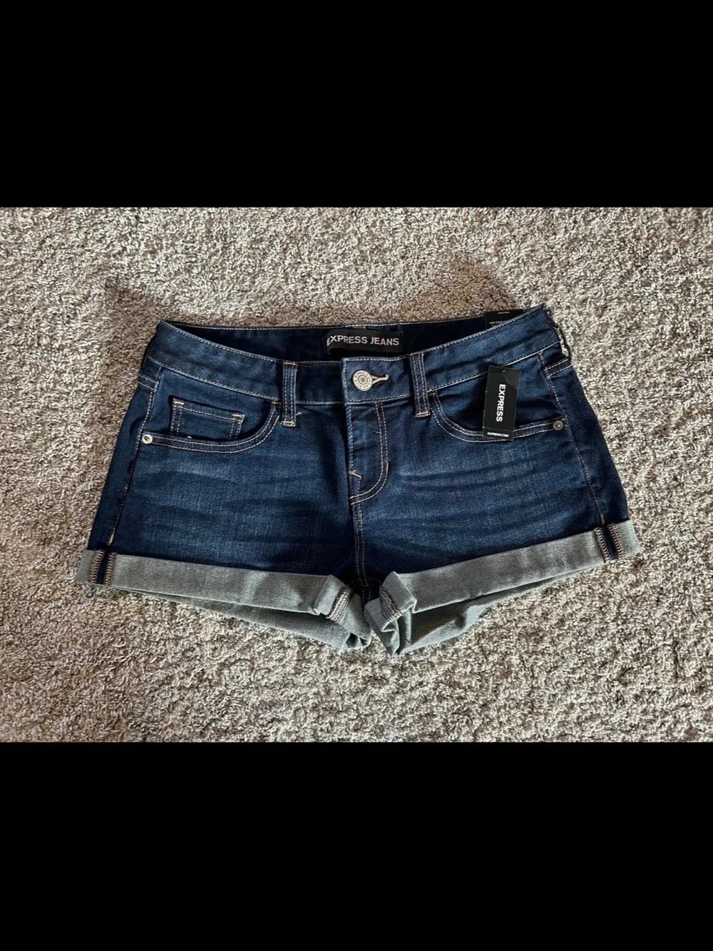 Express Women's Dark Blue Denim Jean Shorts size 2 - Picture 1 of 11